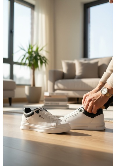 Enoch Düz Taban Stan Smith Casual Sneaker Siyah - Beyaz