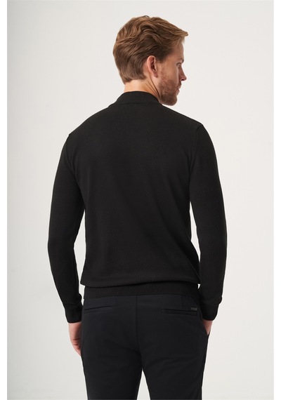 İmza Siyah-füme Balıkçı Yaka Uzun Kol Örme Comfort Fit Pamuklu Kazak 1012265151 Siyah - Füme