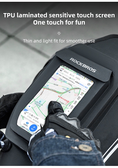Rockbros Mıknatıslı Dokunmatik Ekranlı Motosiklet Depo Üstü Çantası Tank Bag Alüminyum - Siyah