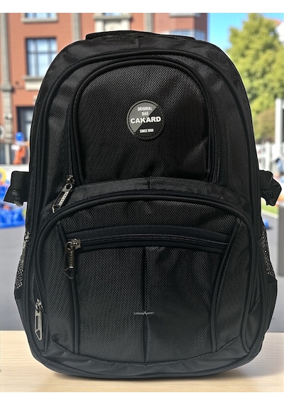 Cakard Su Geçirmez Kalın Ortopedik Çok Bölmeli Laptop Okul Gezi Seyahat Kamp Sırt Çantası Büyük 30x47cm Siyah