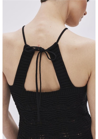Sherin Siyah Halter Yaka Midi Triko Elbise-siyah Siyah