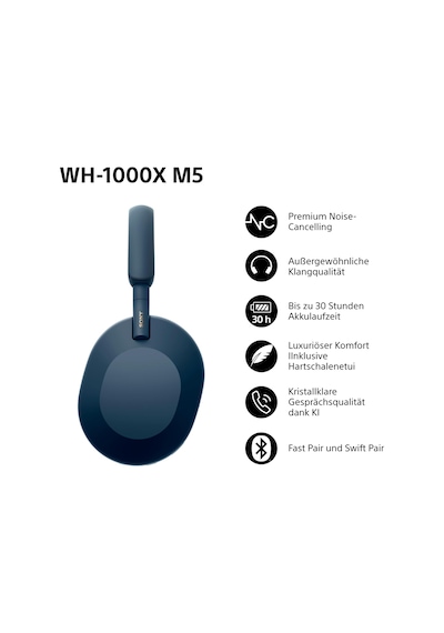 Sony Wh-1000xm5 Kablosuz Kulak Üstü Kulaklık, Uzaysal 3d Ses İle Birinci Sınıf Düzeyde Aktif Gürültü Engelleme, Şeffaflık Modu, 30 Saate Kadar Pil Ömrü, Bluetooth, Gece Mavisi Sony Wh-1000xm5 Kablosuz Kulak Üstü Kulaklık, Uzaysal 3d Ses İle Birinci Sınıf Düzeyde Aktif Gürültü Engelleme, Şeffaflık Modu, 30 Saate Kadar Pil Ömrü, Bluetooth, Gece Mavisi