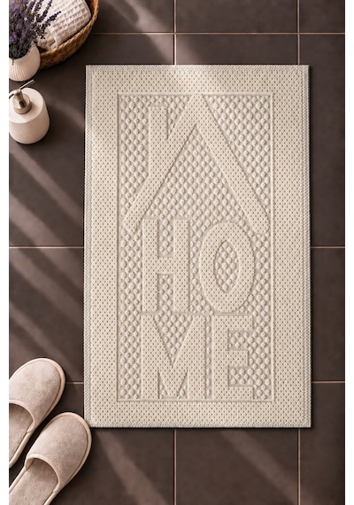 Sakura Sk019a Doğal Pamuk 2'li Banyo Paspas Seti 60x100 60x50cm Kaymaz Taban Makinada Yıkanabilir Kemik