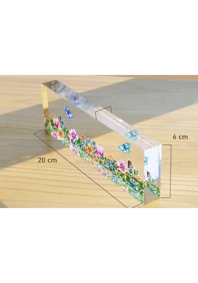 Sanatbloğu Ofis Masası İsim Plakası Dekoru Şeffaf Kristal Cam Özel İsim Plakaları - 20 X 6 X 1,6 A10 Clk-782