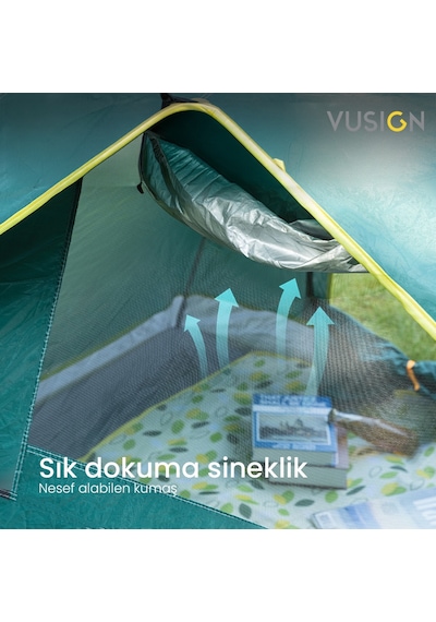 Vusıgn Otomatik Kamp Çadırı 2 Kişilik Kolay Kurulum 200x148 Cm Outdoor Çadır Vs4001-gn Yeşil