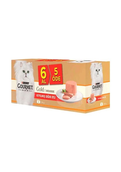 Gourmet Gold 6 Al 5 Öde Kıyılmış Sığır Etli Kedi Konservesi