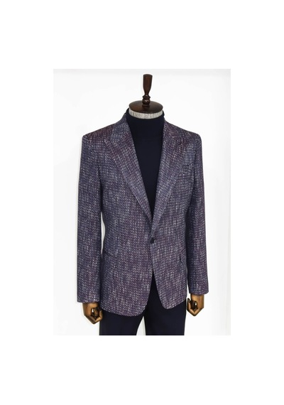 Wessi Desenli Slim Fit Spor Mor Erkek Ceket - Wessi Mor