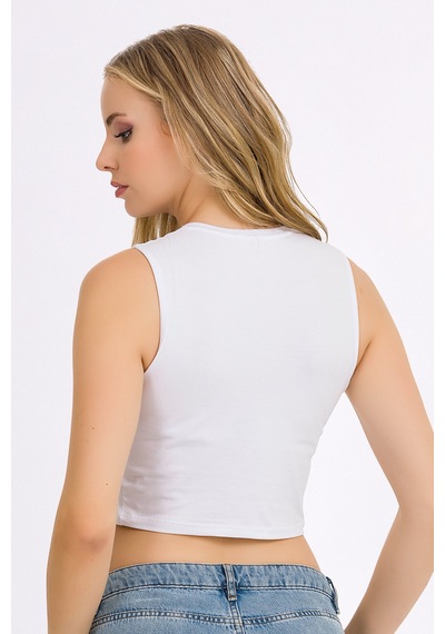 Kadın Likralı Kolsuz Crop Çok Renkli