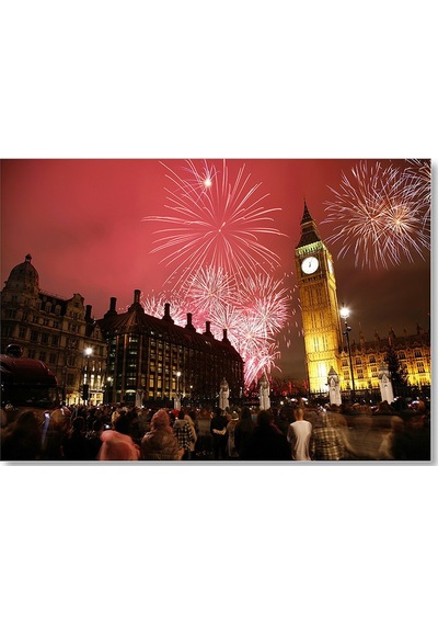 Cakasepetim Londra Big Ben Yılbaşı Havai Fişekler Ahşap Mdf Tablo