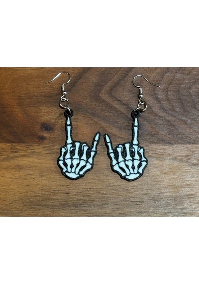 Rock Out İskelet El Figürlü Küpe Çifti - Gotik Estetik Işıltılı Cadılar Bayramı Aksesuarı Siyah