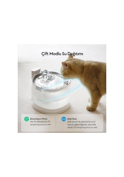 Cheerble E1+ Çelik Hazneli Otomatik Kedi Su Pınarı 2 Lt Cdy02 Sessiz, Şarjlı Ve Hijyenik Kullanım