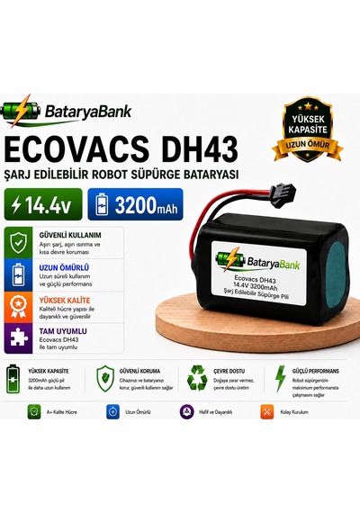 Bataryabank Ecovacs Dh43 Uyumlu Robot Süpürge Bataryası 14.4v 3200mah Li-ion Şarj Edilebilir Pil