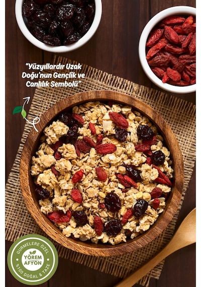 Yörem Afyon Doğanın Kırmızı Mucizesi Kadim Gençlik Sırrı Doğal Gojiberry, Kurt Üzümü Lycium Barbarum 450gr. 450 G