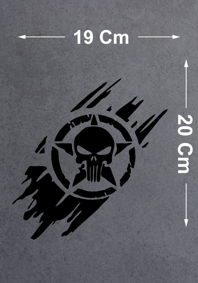 Kurukafa Punisher Sticker 2 Adet - Araba Oto Cam Motosiklet Karavan Sticker - 4x4 Offroad Kamp Adventure Sticker - 00100 20x19 Cm