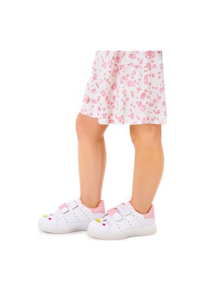 Kiko Kids Bart Cırtlı Işıklı Kız Çocuk Spor Ayakkabı Beyaz