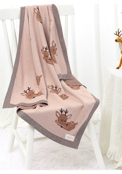 Kız Ve Erkek Bebek Için Triko Örgü Bebek Battaniyesi Pembe Geyik 90cm X110cm A Pembe A Pembe