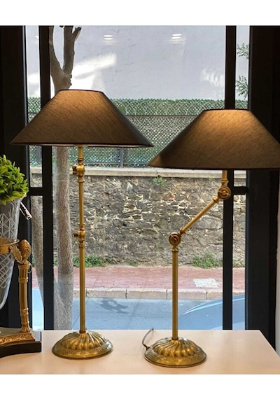 Mylights Rustik Vintage Retro Masa Lambası Abjur Mafsalı Hareketl Siyah