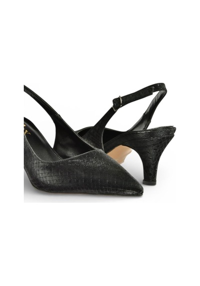 Fox Shoes Y572471514 Siyah Sim Alçak Topuklu Kadın Abiye Ayakkabı Siyah