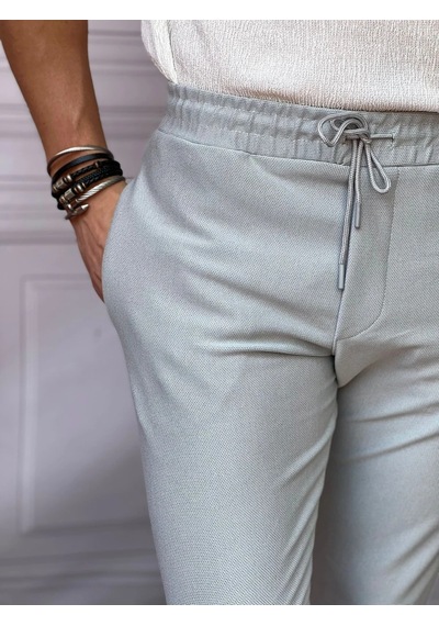 Modefendi Skinny Kalıp Pamuk Likra Double Paça Jogger Pantolon Gri
