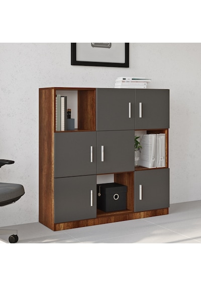 Robin Home Verona G Ofis Klasör Dolabı Kitaplık Barok-Gri Abanoz