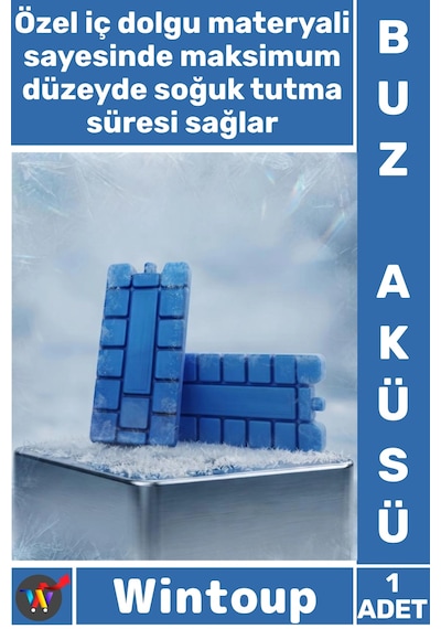 Buzaküsü Kaliteli Kamp Piknik Soğutma Dolu Uzun Süre Soğuk Tutan İdeal Soğutucu Plastik Buz Aküsü Mavi