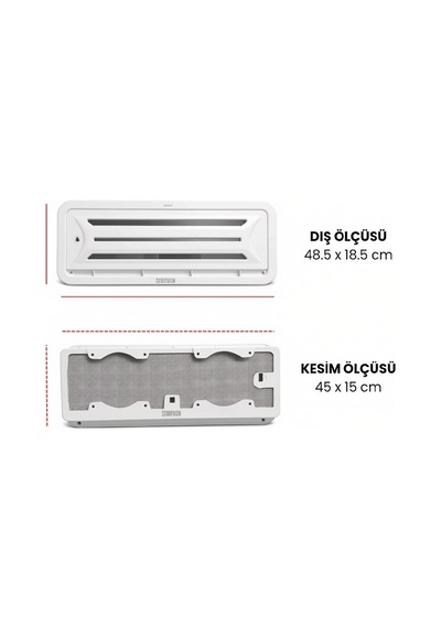Shuıvan Buzdolabı Havalandırma Menfezi 12v Fanlı Kış Kapaklı 48x18,5cm - Beyaz - 12v-2016