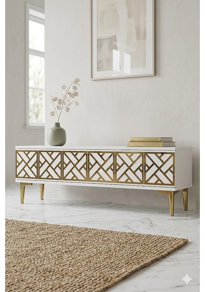 Tsa1238bg Arex Tv Sehpası Beyaz-gold 120cm