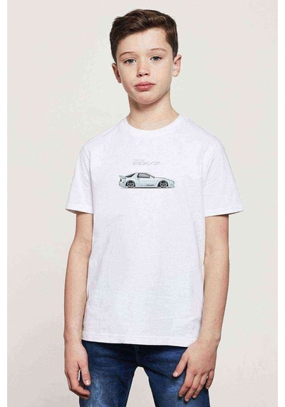 Tshirthane Bodykit Rx7 Baskılı Unisex Çocuk Beyaz Tshirt