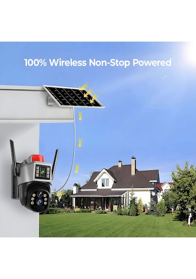 O-kam 7015 3mp+3mp 6mp 4g E-sim Kartlı Solar Panelli 2 Lens Alert Ptz