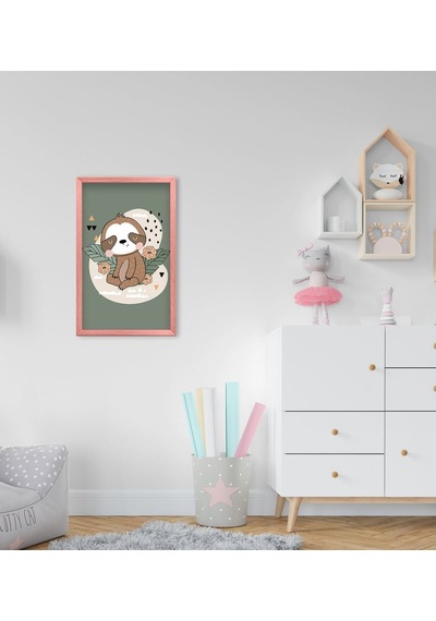Bk Home Tembel Hayvan Tasarımlı Dekoratif Pembe Ahşap Çerçeveli Ç (495493994)