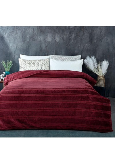 Evlen Home Collection Mayer Supersoft Yumuşak Tek Kişilik Battaniye 150x230 Cm Bordo Bordo