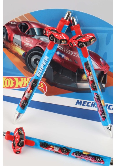 2024 Yeni Sezon Lisanslı Hot Wheels Maskotlu Versatil Uçlu Kalem 0.7 Mm Ahşap