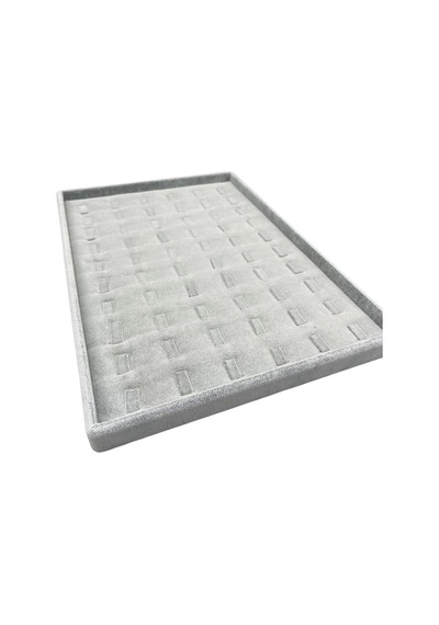 Yerli Üretim Süet Kumaş Gri 34/24 Cm Dikine Tırnaklı Çekmece Ici Yüzük Tablası Çok Renkli