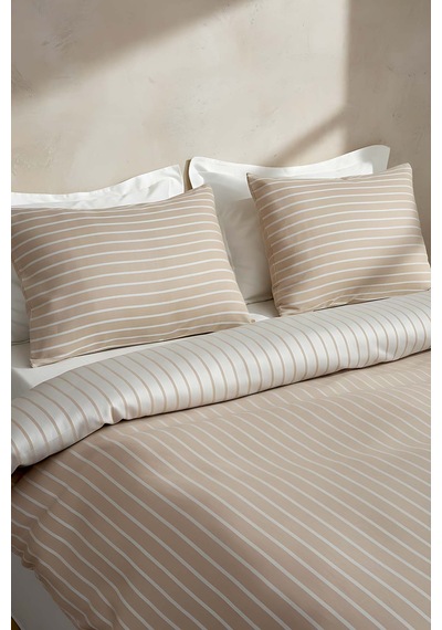 Bamboo Saten Vizon Çift Kişilik Nevresim Takımı 6 Parça Çeyiz Seti Vizon