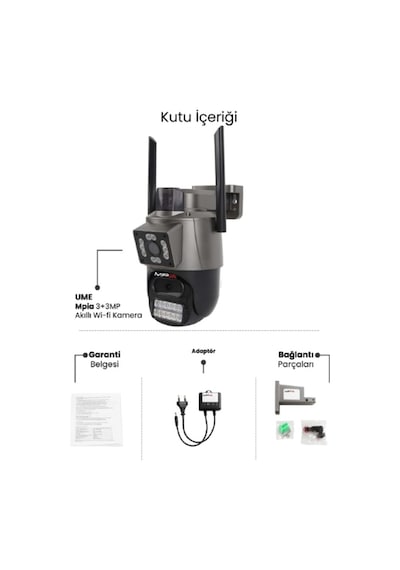 3 Mp + 3 Mp Çift Lens Wi-fi Tf Kart Girişli Güvenlik Kamerası
