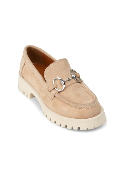Deery Kadın Hakiki Süet Bej Tokalı Loafer - 02037zbejc01