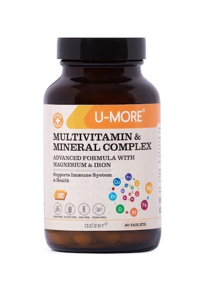 2'li Avantaj Paketi - Multivitamin 120 Tablet - Kalsiyum, Magnezyum, Demir, Çinko - Vegan & Şekersiz