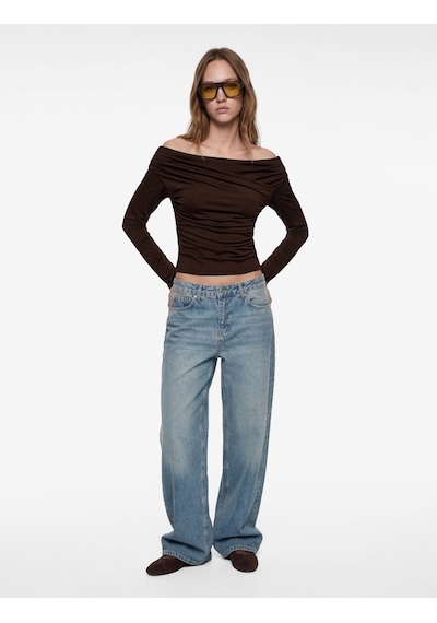 Koton Slim Fit Uzun Kollu Asimetrik Yaka Drapeli Tişört Kahverengi 6wal10695ık Kahve Koton Slim Fit Uzun Kollu Asimetrik Yaka Drapeli Tişört Kahverengi 6wal10695ık Kahve