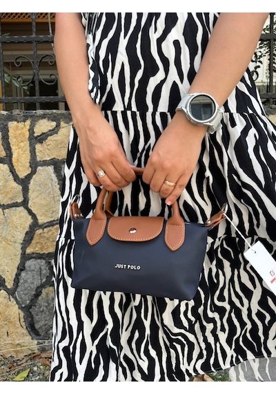 Just Polo Kadın Lacivert Taba Günlük Kullanıma Uygun Hafif & Pratik Mini El Ve Omuz Çantası Shopper Lacivert - Taba