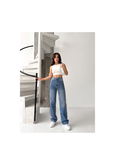 Kene Jeans Tint İşlemli Yüksek Bel Straight Denim Pantolon Tint İşlemli