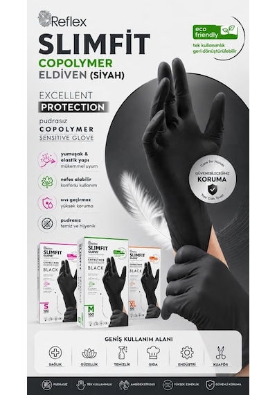 Slimfit Eldiven Siyah L 100'lü 20'li Paket