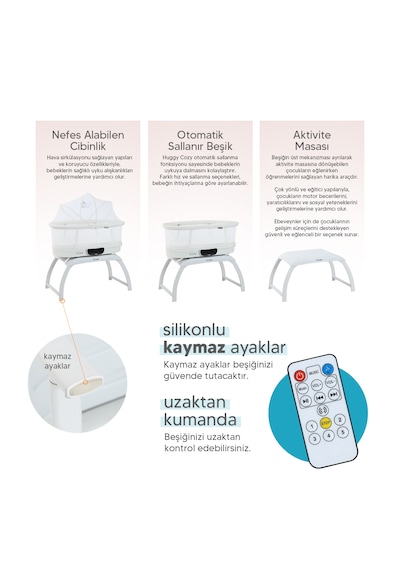 Huggy 4 İn 1 Cozy Terazi Özellikli Bluetooth Portatif Beşik Krem