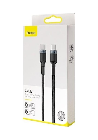 Baseus Cafule 100W TypeC TypeC Şarj Data Kablo 5A 2 M Siyah Gri CA