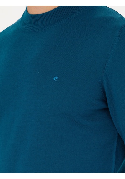Cacharel Petrol Slim Fit Çeyrek Balıkçı Yaka Triko Kazak