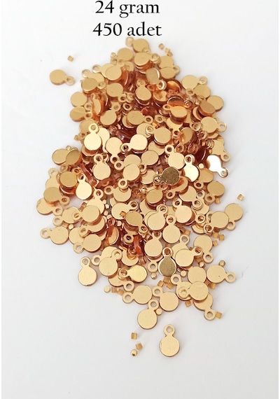 Oya Abiye Bileklik Kolye Pleksi Metalik Plastik Pul Altın Renk 24 Gram 450 Adet - Bnc557