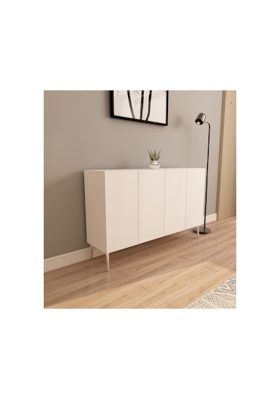 Serel 120 Cm Konsol, Tv Ünitesi, Çok Amaçlı Dolap - Beyaz-gümüş Beyaz-gümüş