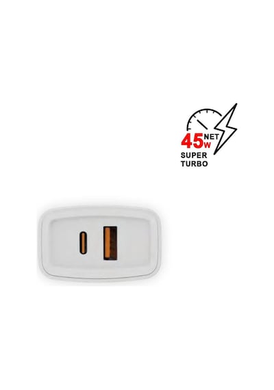 45w Turbo Type-c Ve Usb Çift Girişli Ev Şarj Cihazı Qc 4.0 Mt-a1752
