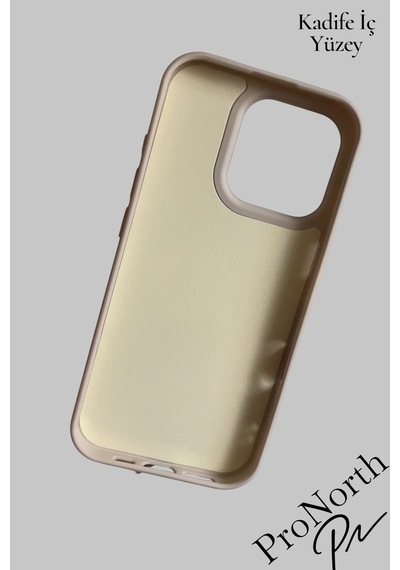 Iphone 16 Pro Max Uyumlu Kılıf Logolu Lansman Soft Yumuşak Içi Kadife Silikon Kapak Bej