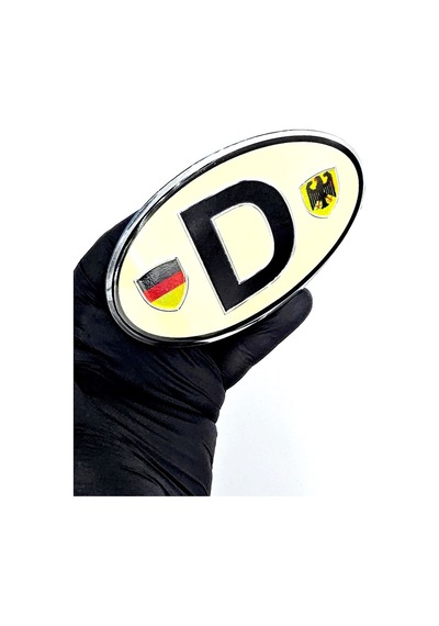 Etiketçilere Özel Armalar Oval Adac D Deutschland Almanya Bayraklı Krem Alüminyum Arma Sticker