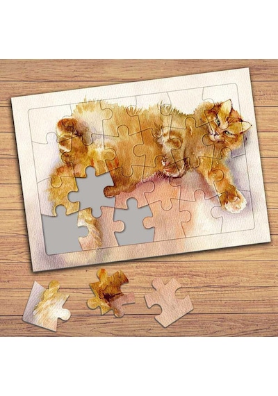 Sevimli Kedicik Çocuklara Özel Puzzle Yapboz Tablo-0001461